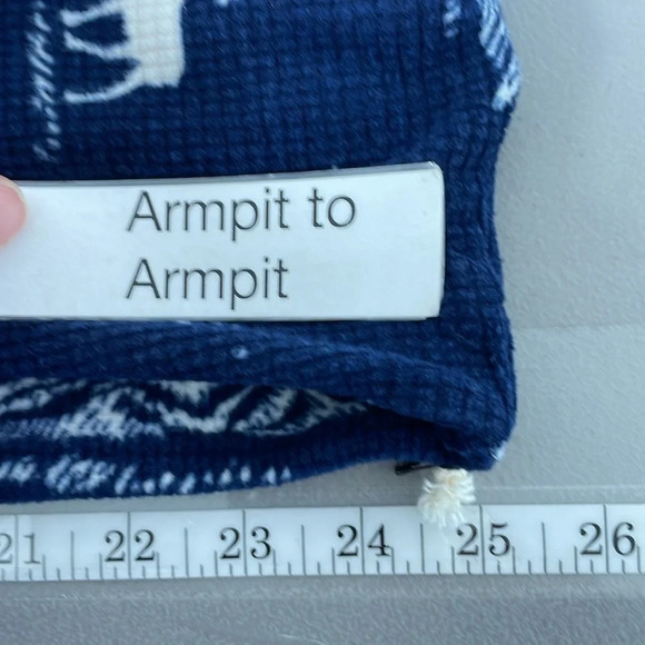 PJ Salvage Pajama Top Women's Large Navy Blue NWT Moose Long Sleeve Waffle Knit - Picture 12 of 13